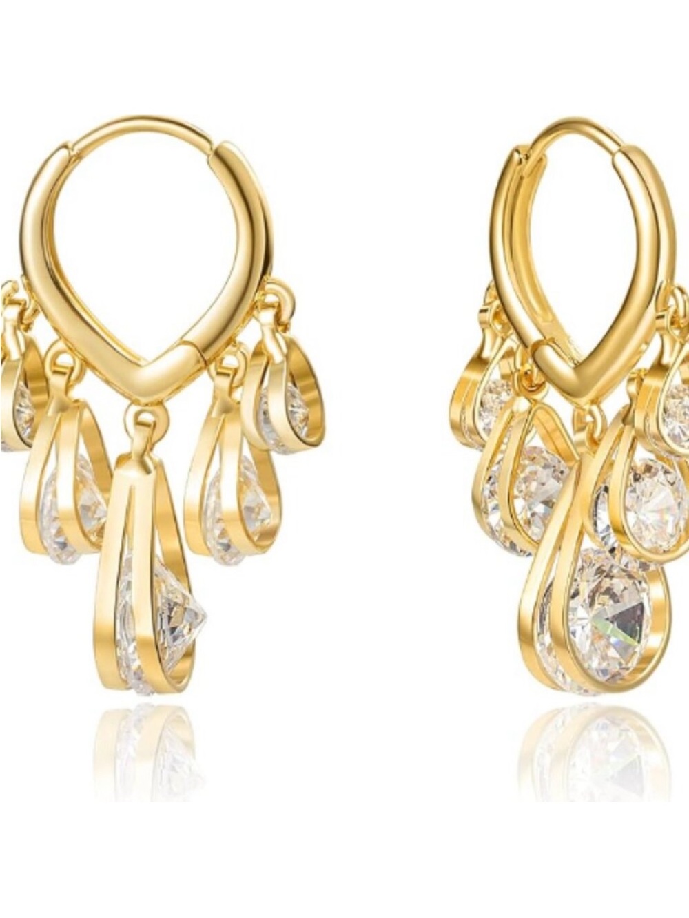 Dainty Beaded Statement 24k Gold Plated Earrings new